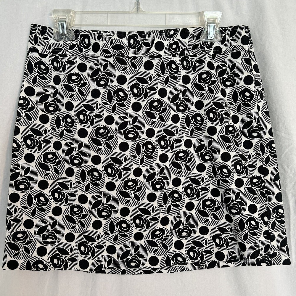 Loft Skirt Black and White Floral Pattern Size 6 Women's Stretch